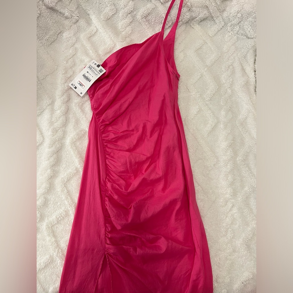 Zara Fuchsia One-Shoulder Dress